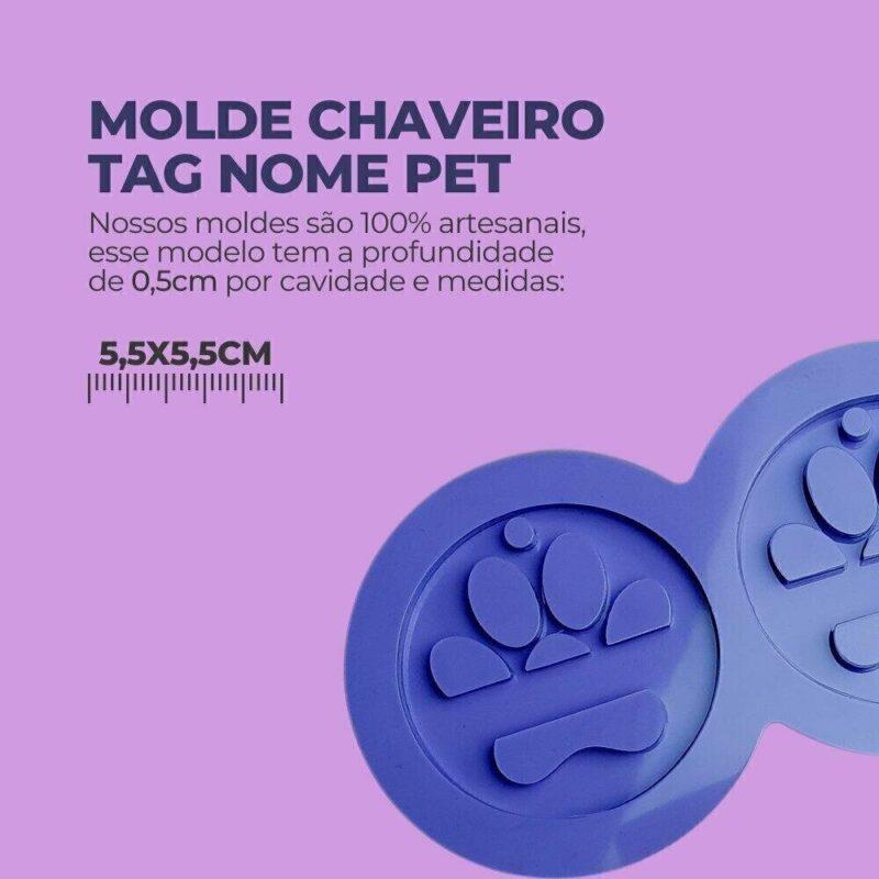 Molde de Silicone Para Resina Epóxi Chaveiro Tag Nome do Pet - Image 2