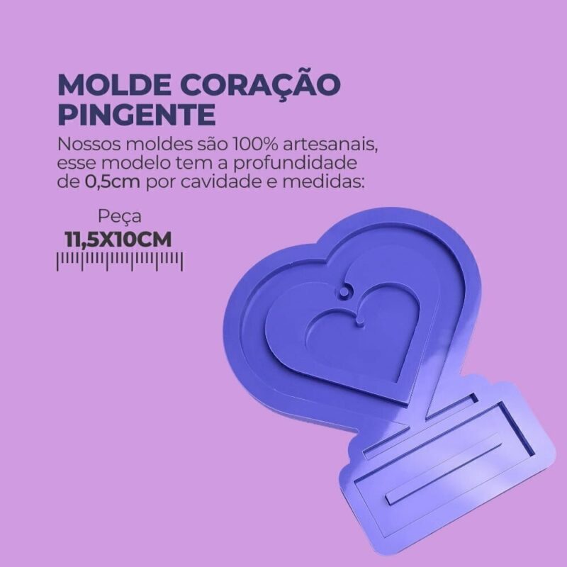 Molde de Silicone Para Resina Epóxi Eternização Coração Pingente - Image 2