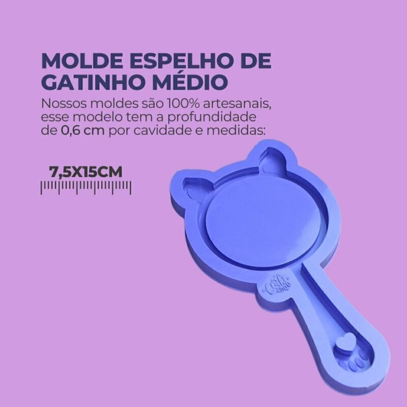 Molde de Silicone Para Resina Epóxi Espelho de Gatinho Médio - Image 2