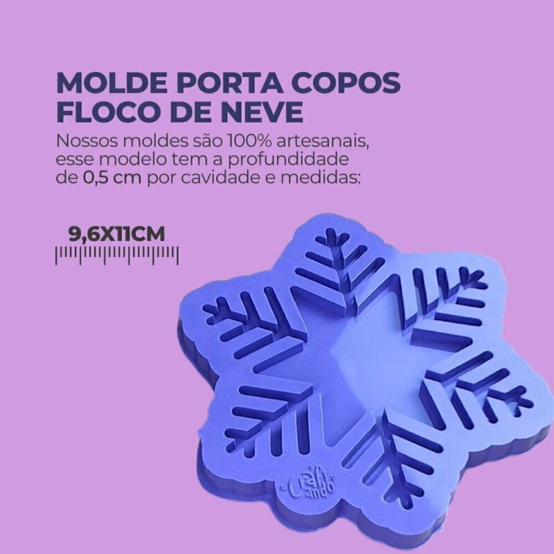 Molde de Silicone Para Resina Epóxi Porta Copos Floco de Neve - Image 2