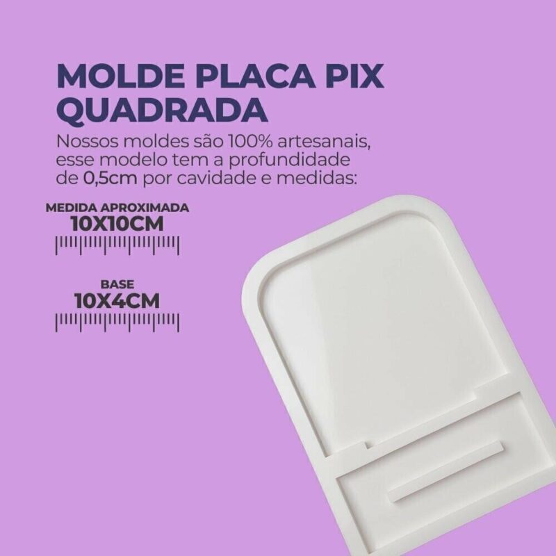 Molde de Silicone Para Resina Epóxi Placa Pix Quadrada - Image 2