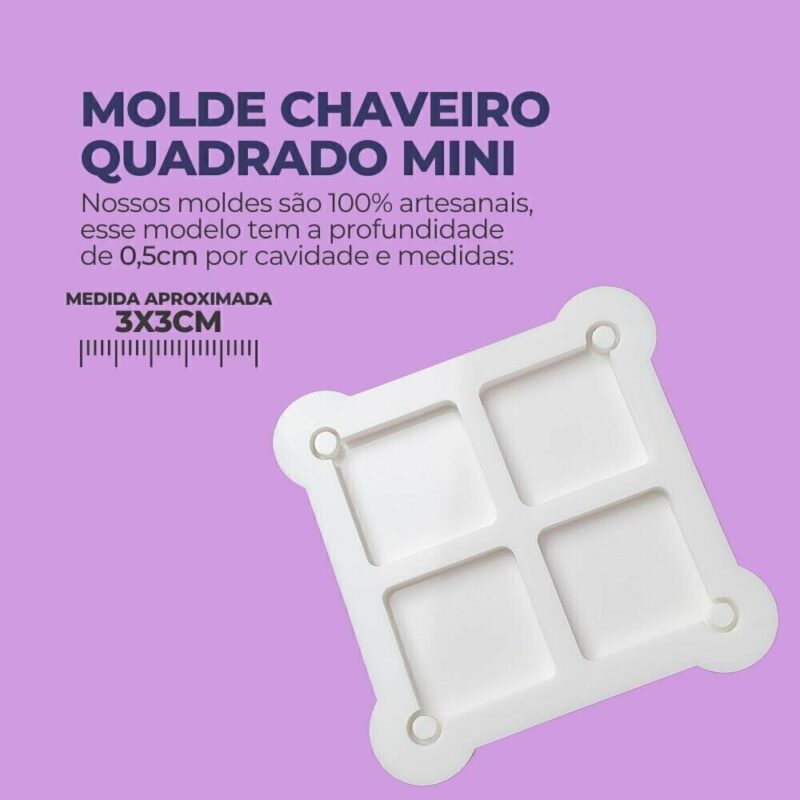 Molde de Silicone Para Resina Epóxi Chaveiro Quadrado Mini - Image 2