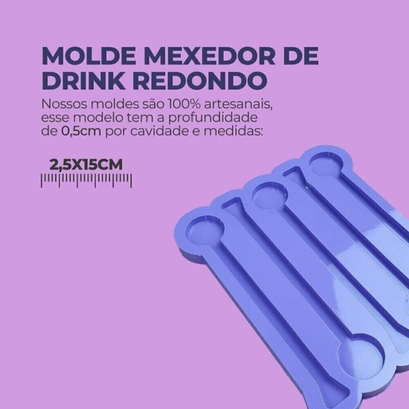 Molde de Silicone Para Resina Epóxi Mexedor de Drink Redondo - Image 2