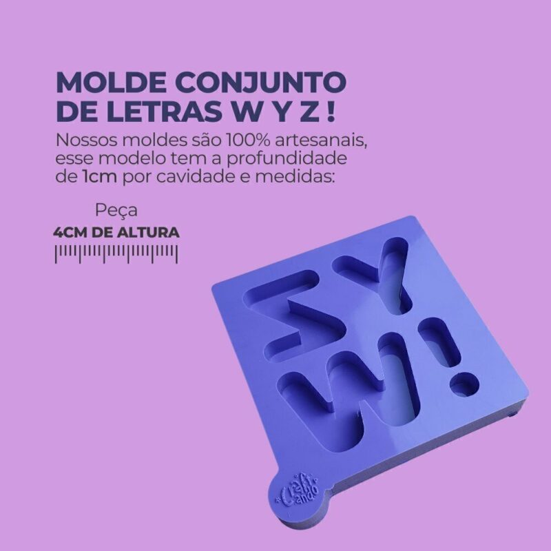 Molde de Silicone Para Resina Epóxi Conjunto de Letras W Y Z ! 4cm - Image 2