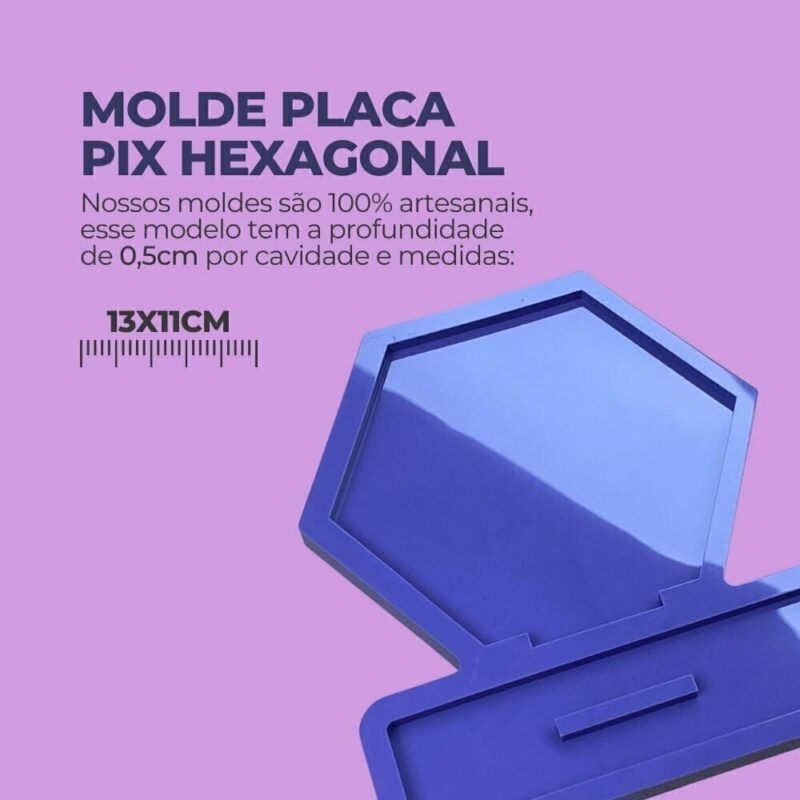 Molde de Silicone Para Resina Epóxi Placa Pix Hexagonal 13x11 - Image 2